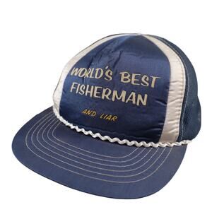 True Vintage Worlds Best Fisherman and Liar Mesh Trucker Hat